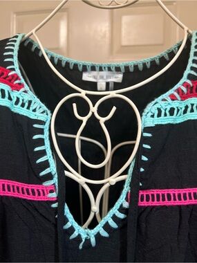 Free The Roses dress with Aqua & Hot Pink Crochet Trim Size L